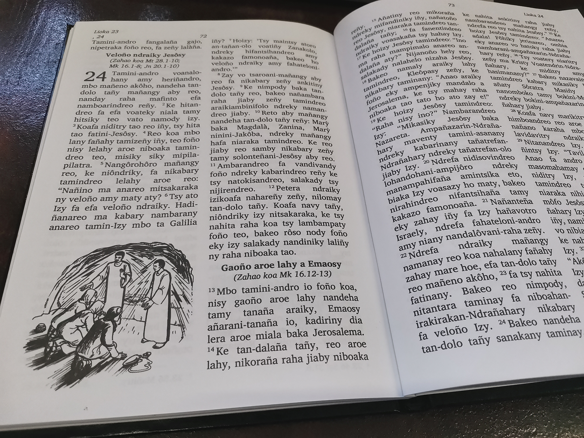 Slik kan en trykt utgave av Lukas-evangeliet se ut. Her på Analalava-sakalava.